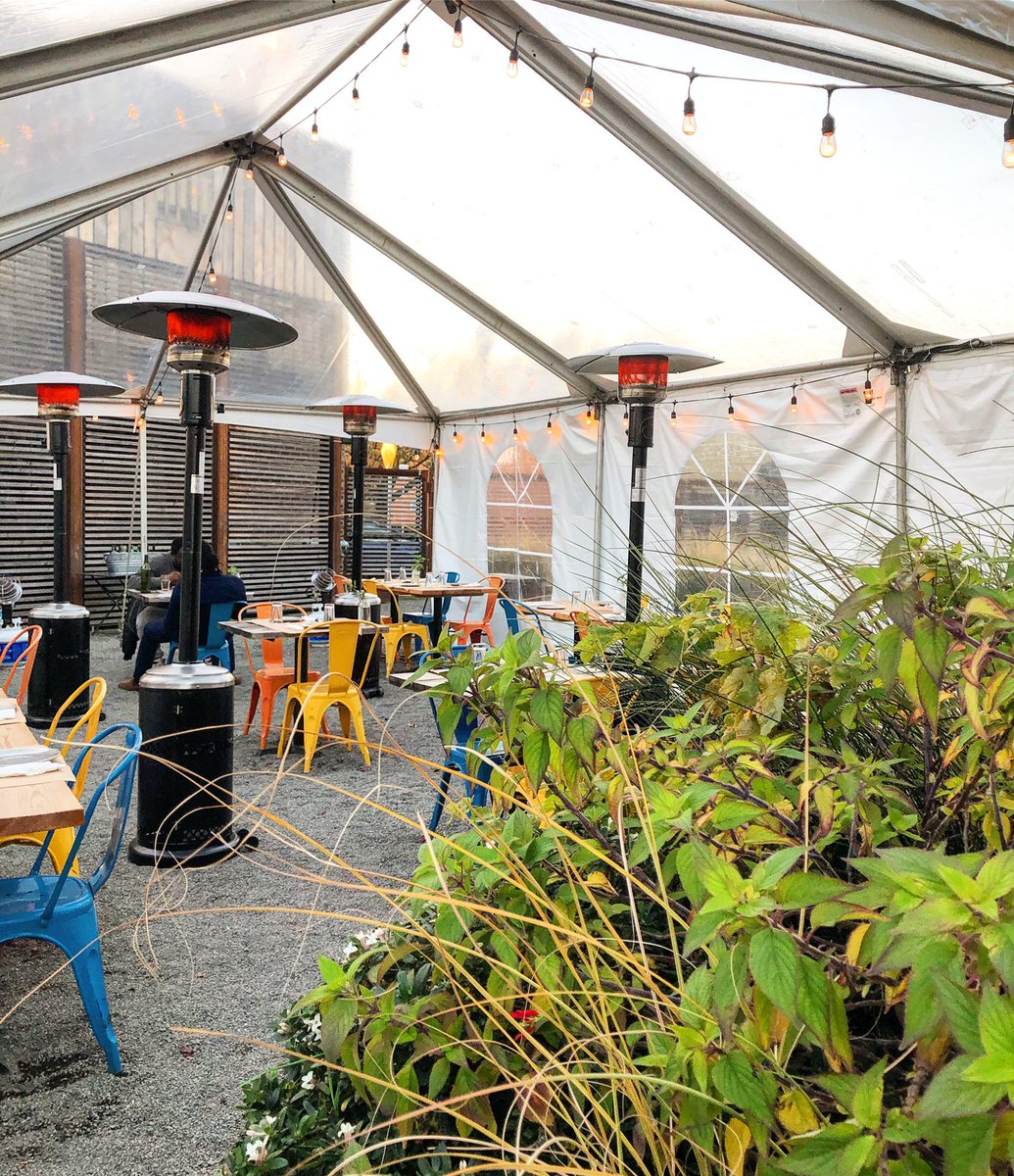 The heat lamps and string lights got us feeling warm &amp; cozy under the tent these nights. We’re open til 10pm Friday / Saturday and til 9pm on Sunday. 
Takeout &amp; Delivery available too!
Order directly from us on our website mezzanotteseattle.com