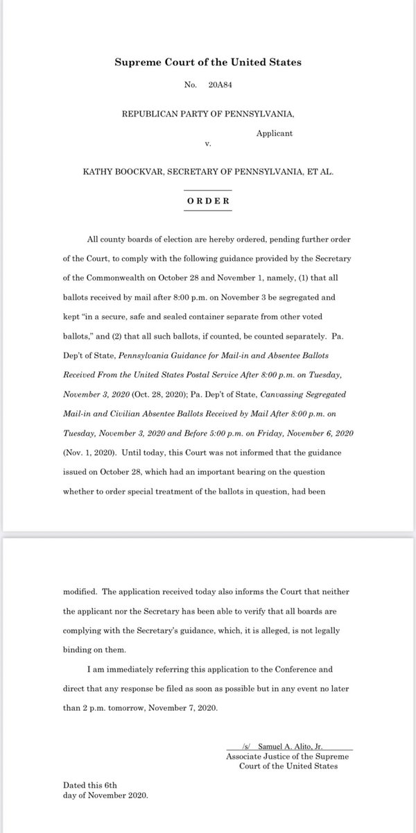 SCOTUSblog's tweet photo. Here’s the order from Justice Alito. https://t.co/kBIP7PhRsA