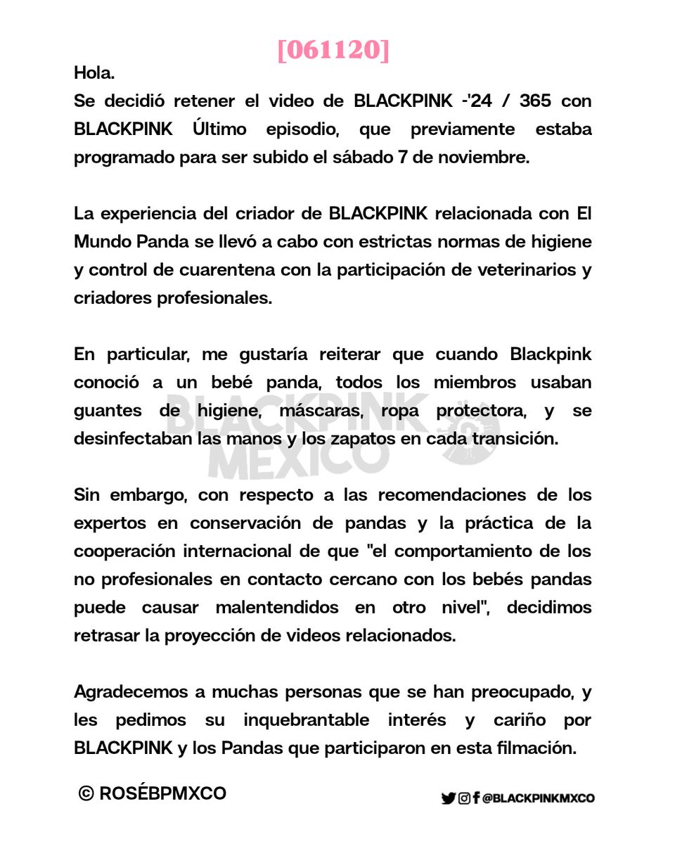 BLACKPINKMXCO's tweet photo. YG, sobre el último episodio de 23/365:

“Les pedimos su inquebrantable interés y cariño por #BLACKPINK...” 🥺♥️

© rosebpmxco

#블랙핑크 @BLACKPINK https://t.co/DtaaMRdfW6