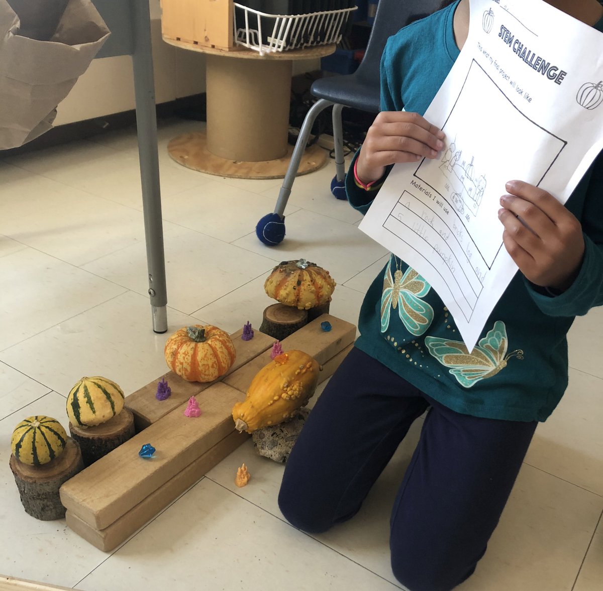 MsIkonomou's tweet photo. “5 little pumpkins sitting on sitting on a gate” stem challenge was a huge success! They loved the different decorative gourds. #stemchallenge #pumpkins #gourds #problemsolving #grade1/2 #grade1 #gradeone #grade2 #gradetwo #iteachfirst #iteachsecond https://t.co/QGzUXaxPgm