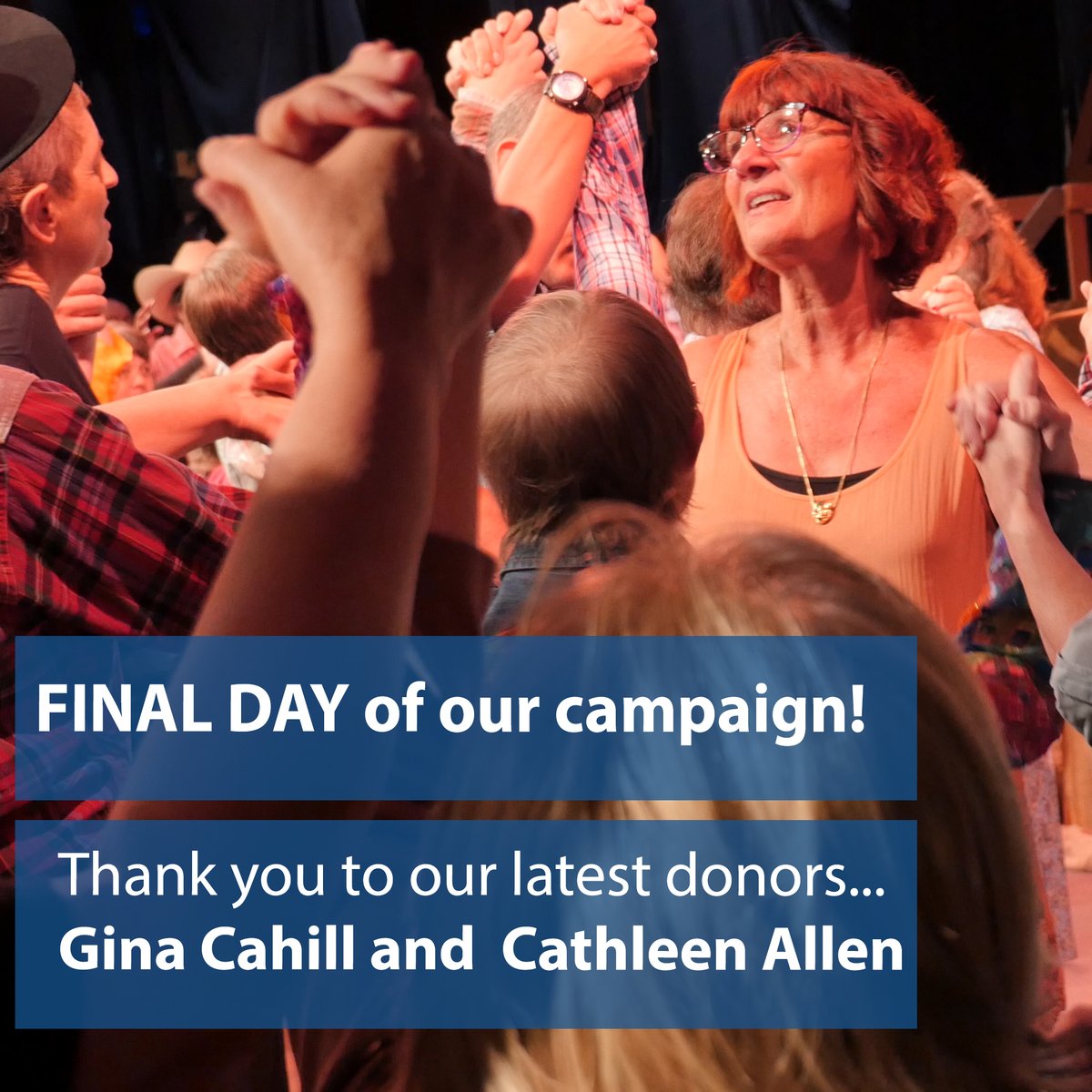 TheBestShowInT1's tweet photo. Thank you to our latest donors, Gina Cahill &amp; Cathleen Allen!!

This is our Final Day and we could still use your support! We're only half way to our goal to help with expenses in this final phase of our film. Please join the 69 donors who have helped us get this far. #inclusion https://t.co/H6ywFfEWw9