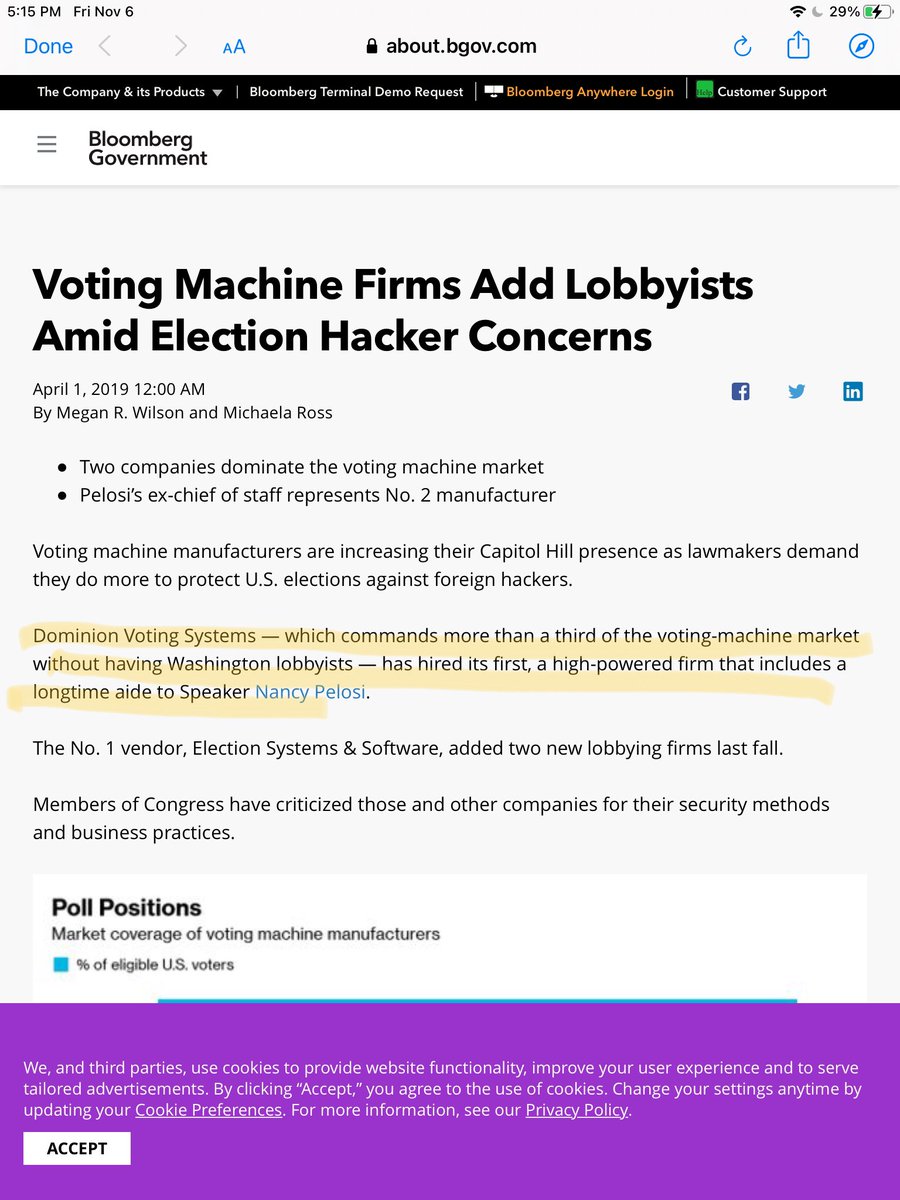 This was just sent to me.Of course Dominion has ties to Pelosi...  https://twitter.com/frances20097468/status/1324882956394127360