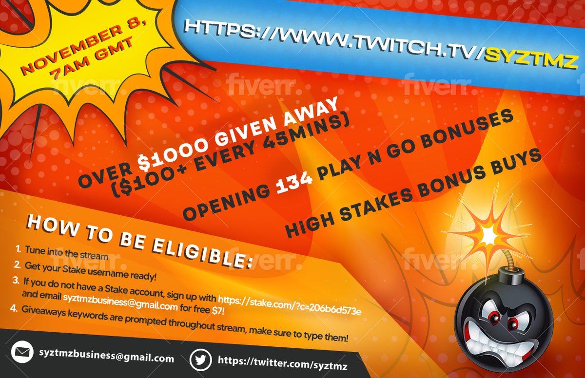 syztmz's tweet photo. It..is..HAPPENING again!!! WE ARE GIVING AWAY $1000.00 on @Stake!!!

Follow @Syztmz

Like + Retweet
Tag 2 friends 
Be a follower and be on stream on Nov 8: https://t.co/UoAPROtuxn

Rolling 2 winners of total $50 for Twitter at the start of stream!

DONT MISS OUT 

#PlaynGo #BTC https://t.co/aIavah69SG