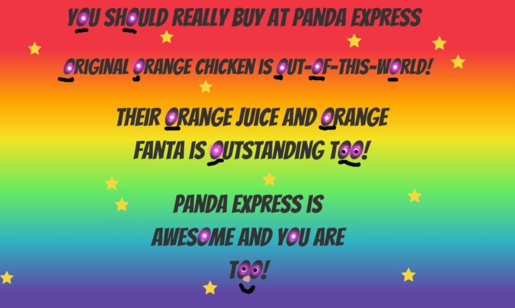 danny_rhey's tweet photo. My students had a fun little alliteration contest. Here are the winners. Also, go buy something from Panda Express today (Nov. 6th). Use code 901061 at checkout. 28% of sales will go to our school's PTSA. Any location in the nation. Mahalos! #distancelearning #HIDOE #IBHawksFly https://t.co/yIw8HMH3nH