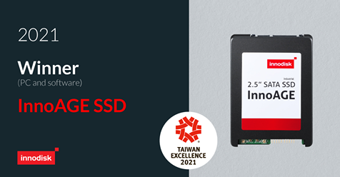 Innodisk_Corp's tweet photo. Innodisk is honored to received the Taiwan Excellence #Award for our #InnoAGE #SSD 🏆! #InnoAGE™ is with #Microsoft #AzureSphere inside, plus integration with customized #firmware, #software, and #hardware #technology Learn more: https://t.co/phUiq4I870 https://t.co/YIfVqgAz6c