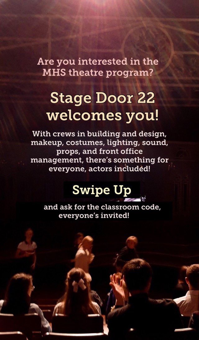 this year may look a little different but that doesn’t mean that dreams and opportunities can’t be met. join our google meet friday the 13th of november , if you are a current Methuen High student, to here what we are all about. #stagedoor22