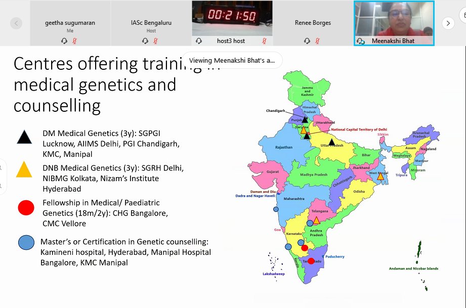 IAScBng's tweet photo. Meenakshi Bhat @chg_bng, talks about
rare #genetic diseases in India: An overview and experiences from one centre. Resource building and manpower development is crucial to tackle genetic disorders.
Watch: https://t.co/FFnSzQBRME
#86AM @IndiaDST https://t.co/gIQNg9KEfq