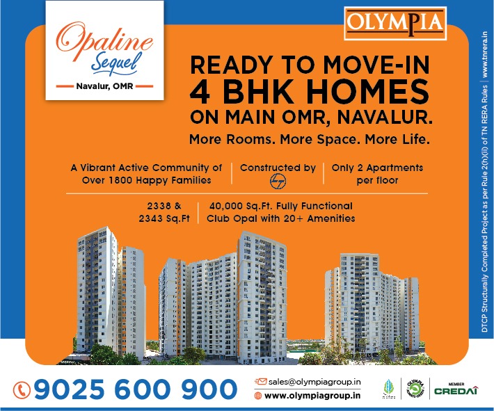 OlympiaGroup's tweet photo. Olympia Opaline Sequel. Ready to Move-In 4BHK Homes on main OMR, Navalur.
#OlympiaGroup #OpalineSequel #4BHKHomes #4BHKApartmentsnavalur
For More Details Call - 9025600900 |  Visit: https://t.co/U3Rmck3Bte https://t.co/ZS9pA065ab