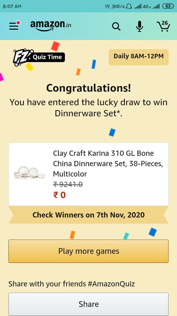 SurajJoshi875's tweet photo. @amazonInQuiz #AmazonQuiz 
#QuizTimeMoringsWithAmazon 
#quiztimemorningwithamazon 
#Quiztimemorningswithamazon 
#AmazonIndia 
#Amazon 
#AmazonApp 
#DailyQuiz 
#QuizTime 
#FunZone https://t.co/l4FcwiZoq4