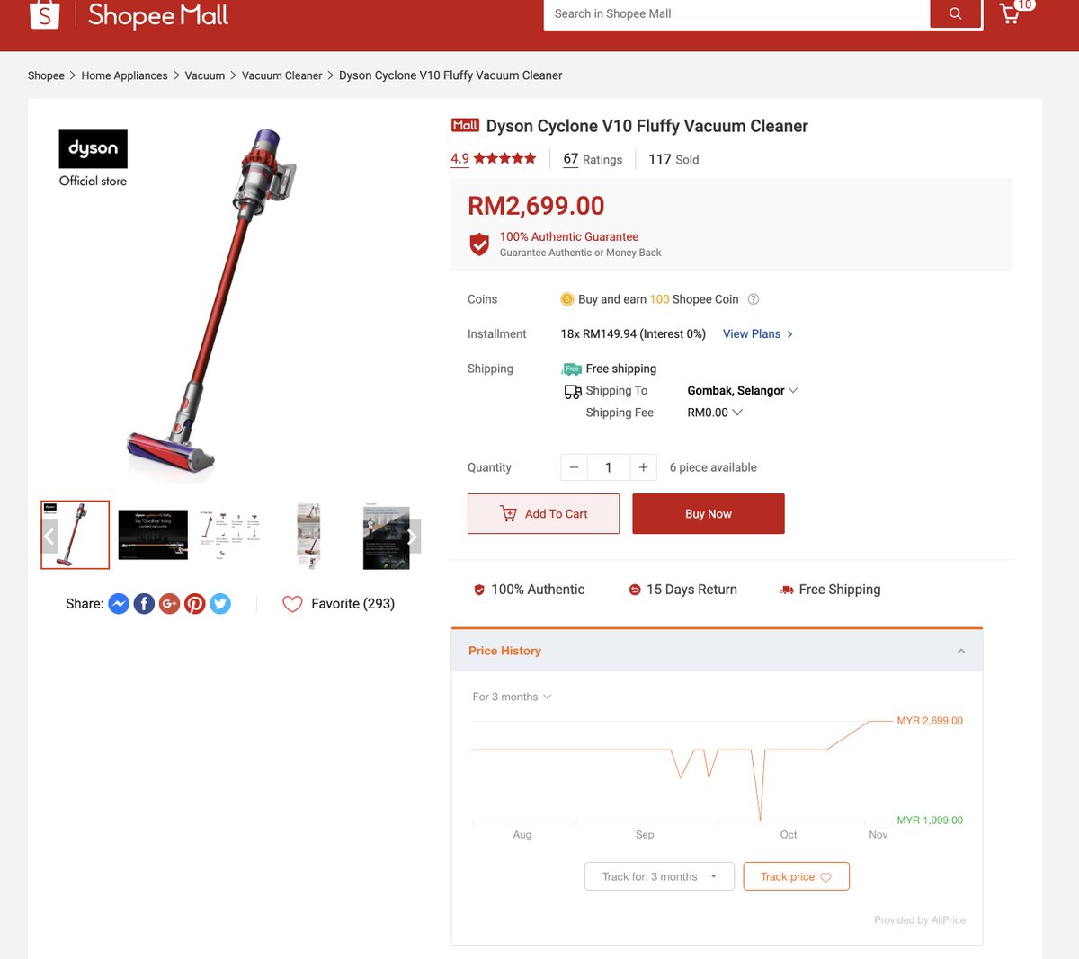 zulabmm's tweet photo. Aku baru tahu boleh check price history kat Shopee guna chrome extension aliprice shopping assistant. So seller yang naikkan harga untuk kemudiannya bagi diskaun pada 11.11 akan kantoi seperti dalam contoh ini.

Tips asal dari Ringit Oh Ringgit. https://t.co/NXVIC4Bknx