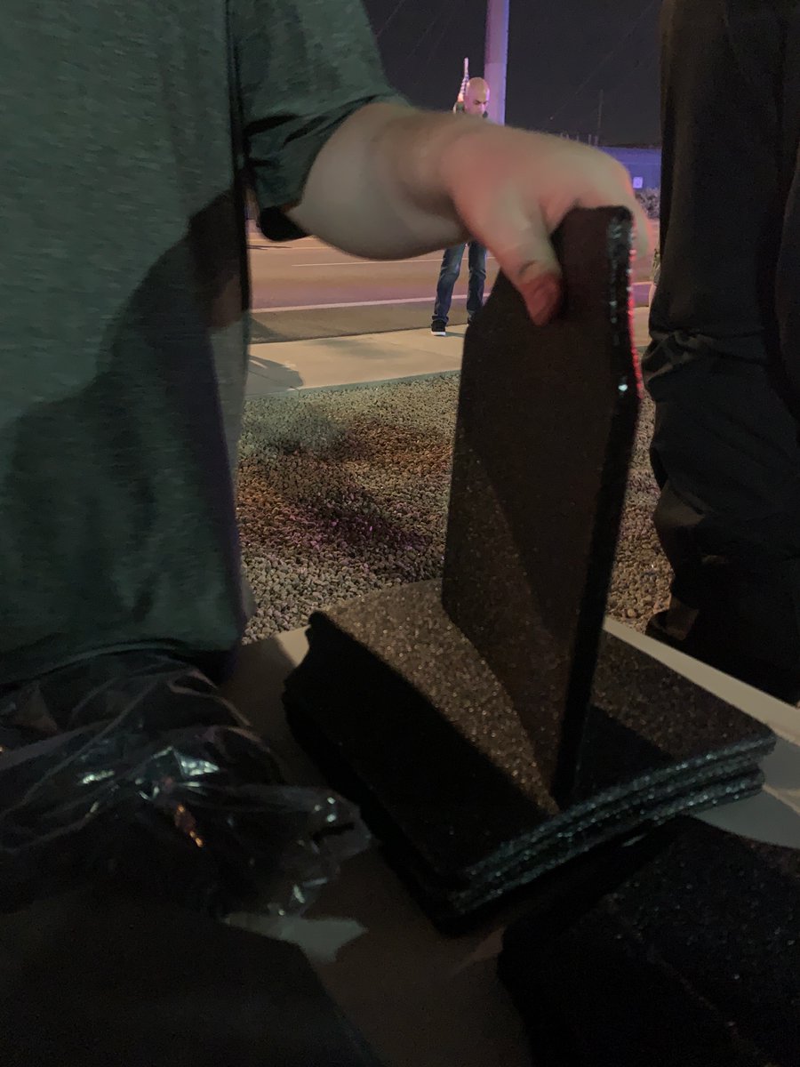 The merch being sold at this protest now includes body armor. The person selling it, who did not want to be identified, said it might be needed later in the week if “civil war” erupted.