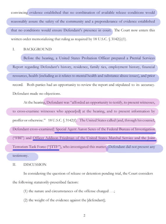 Page 2Because of the seriousness of his crimes, there's no chance of parole for him. Good decision by the Middle District of North Carolina The witnesses explaining this evidence are agents from the FBI, US Marshal Service & the Joint Terrorism Task Force.