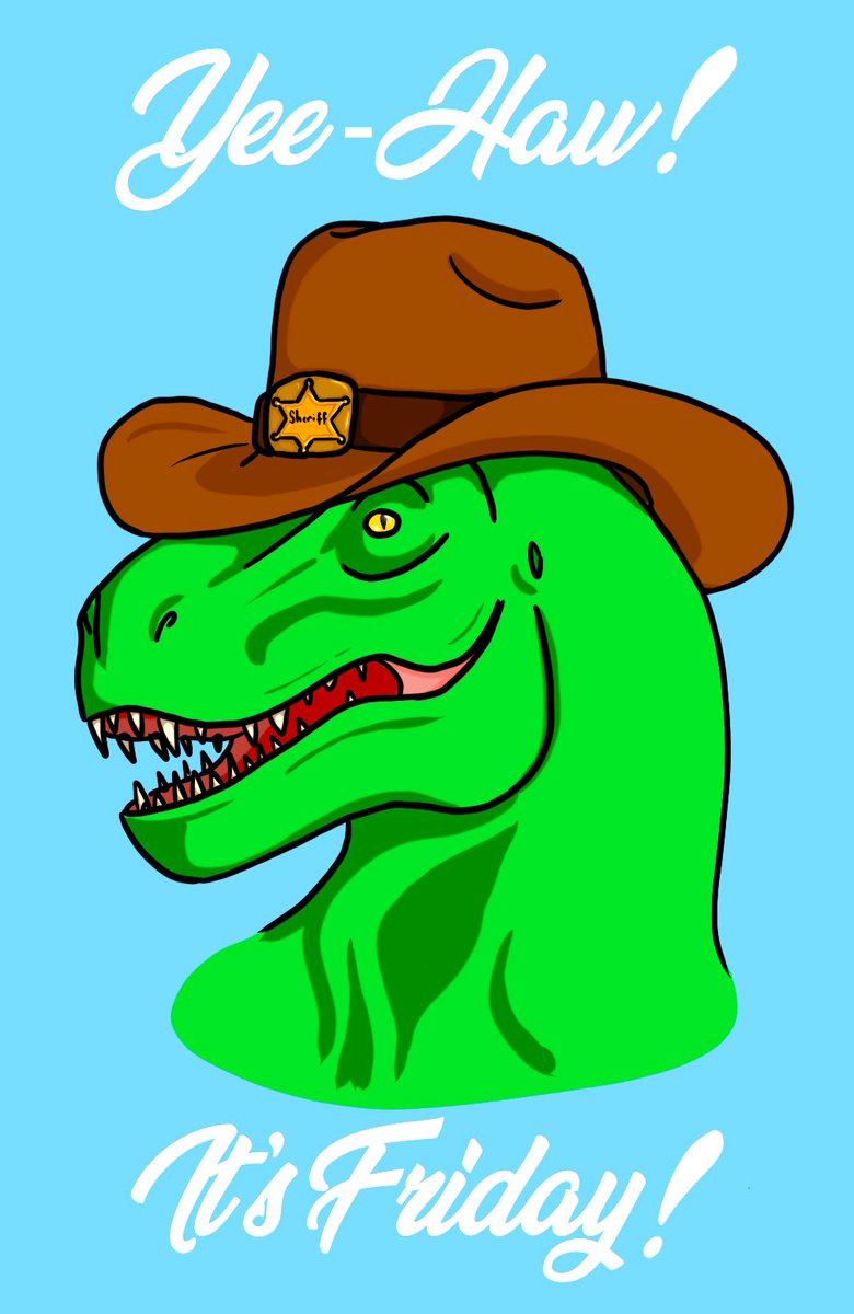 PethickMath's tweet photo. Hey wait, it’s still #DrawADinosaurFriday, there’s still a chance to say Yee-Haw to our dino friend! 

Have a great weekend and take care, Falcons! https://t.co/GZZcNZYHQ9