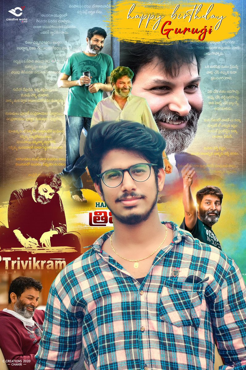 KameshUr's tweet photo. #HappyBirthdayGuruji 
నా 16వ ఏట inspiration
నా 18 వ ఏట motivation
నా 20 వ ఏట decision
నా ఫ్యూచర్ destination
మీరే గురూజీ  @Trivikram_Fans @trivikramIn @MusicThaman https://t.co/Ysp2fpdjd3