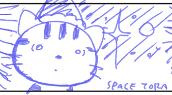 スペーストラ、ネームでは最初ねこverで描いてた 