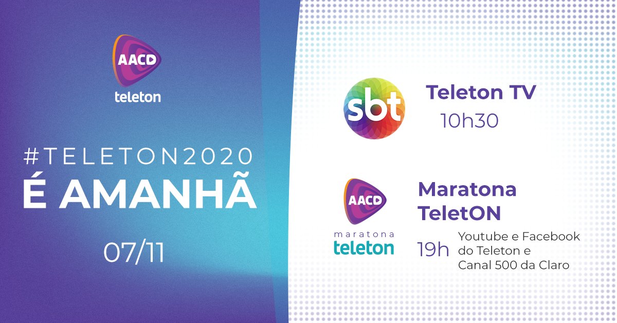 TeletonOficial's tweet photo. Treze letras, três palavras, uma emoção: AMANHÃ TEM MAIS! No SBT o #TeletonTV começa às 10h30 e a #MaratonaTeletOn rola às 19h nos canais oficiais. Continue participando, sua doação ajuda muita gente. https://t.co/t4d0KRJc6V https://t.co/V2tMi69ZjA