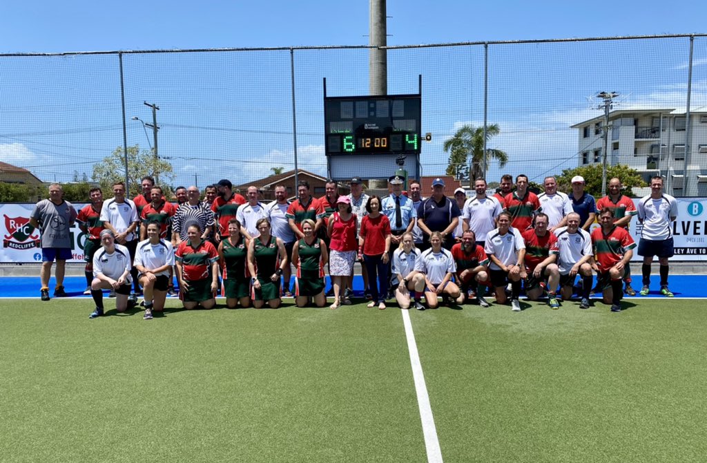 MickBarnesQLD's tweet photo. Annual Brett Forte @QldPolice v Redcliffe Hockey game today. Redcliffe won 6-4. Supported by DC Gollschewski, @YvetteDAth & Redcliffe Leagues Hockey Club. Stuart & Heather Forte presented Brett Forte Shield. Funds raised 4 Qld Police Legacy #stickupforbrett ๐ https://t.co/13HDgTKslu
