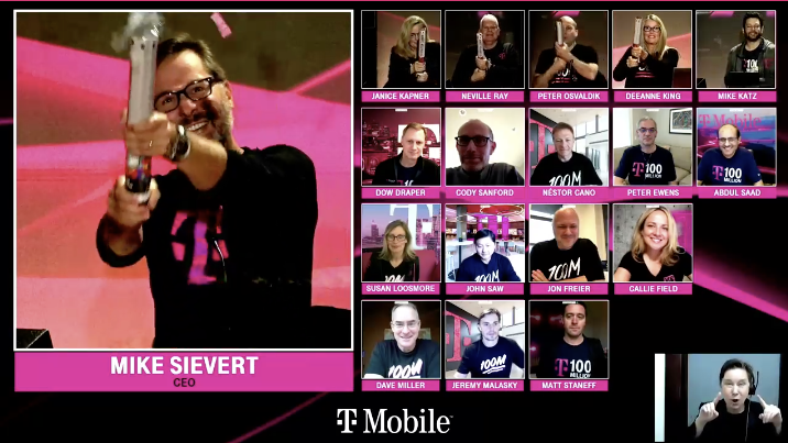 MikeSievert's tweet photo. This confetti shot goes out to the 75K+ Magenta-bleeding, customer-loving @TMobile employees who pulled off so many great things, with so much going on around us this quarter and this year!🙏🙏🙏 https://t.co/jrpOT0Qm95