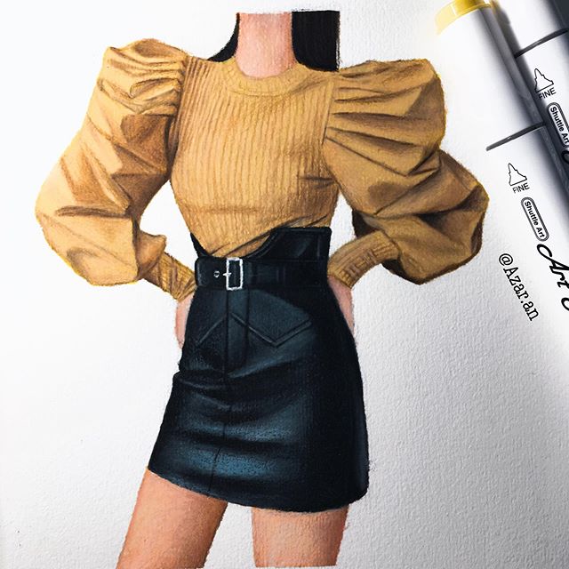 Outfit look by @ azar.an
Use markers to do base layer, speeding up the process of drawing.
Made with: Shuttle Art 88 Dual Tip Markers
bit.ly/2JGExg1

#shuttleart #markers #artofinstagram #shuttleartmarkers #drawing #outfitdrawing