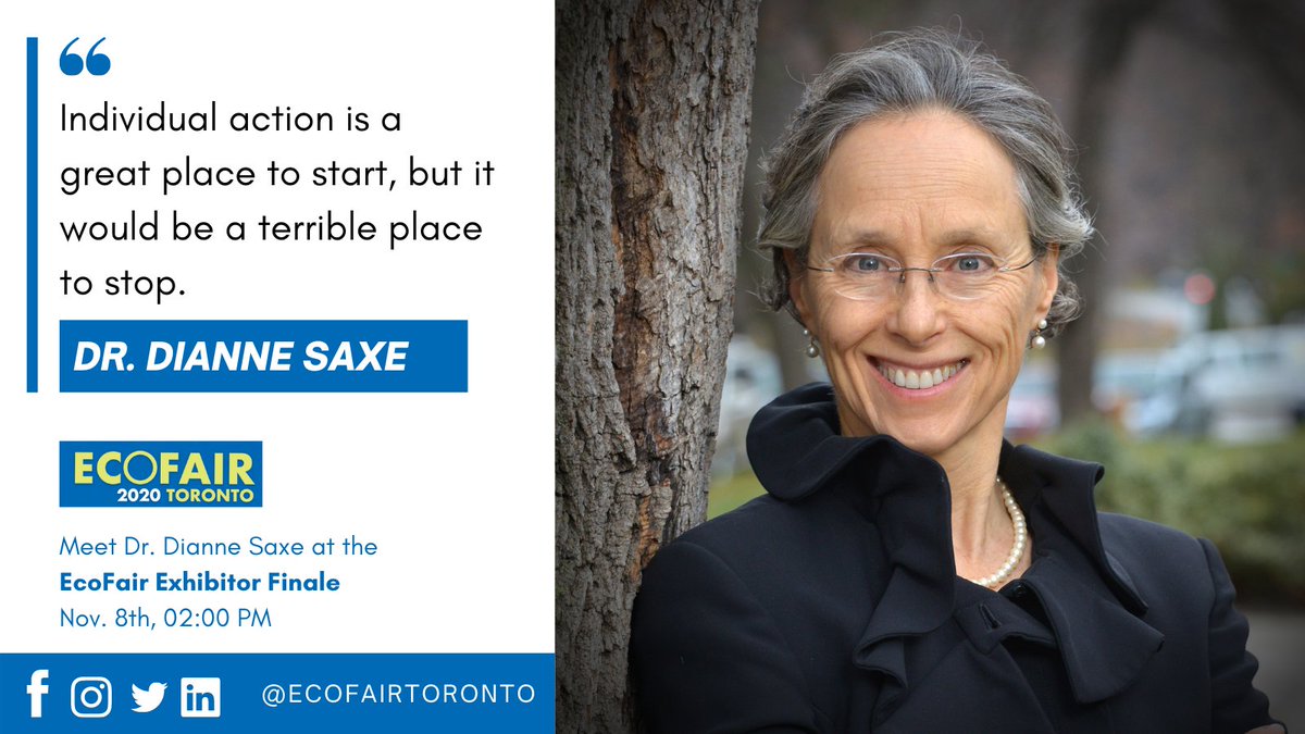 Join @envirolaw1 Dr. Dianne Saxe &amp; us at the #EcoFairTO 2020 Finale, where we will celebrate this year's 35 Exhibitors; the environmental groups, authors, &amp; sustainable businesses leading the way to a more sustainable future.

Register: bit.ly/EcoFairTOExhib…

#GreenNewDecade