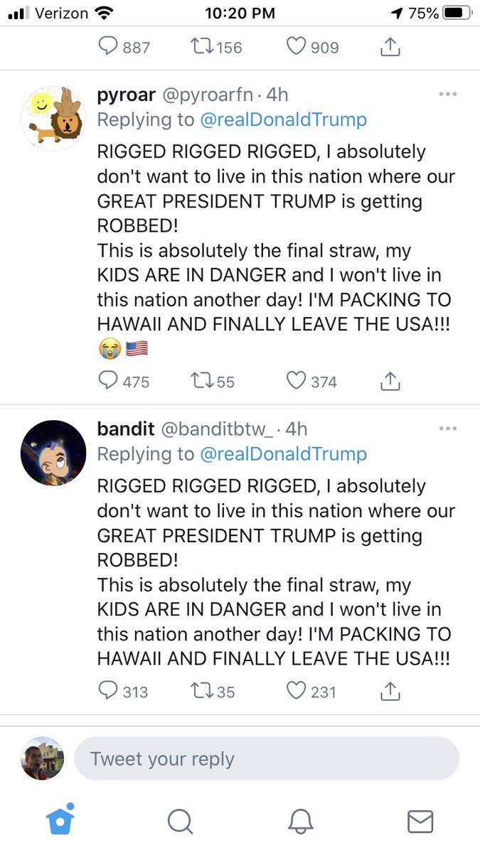 wildebeest4160's tweet photo. @TwitterSupport there are not accounts on trumps page that keep claiming the election is rigged. https://t.co/8dEhc2B1Yh