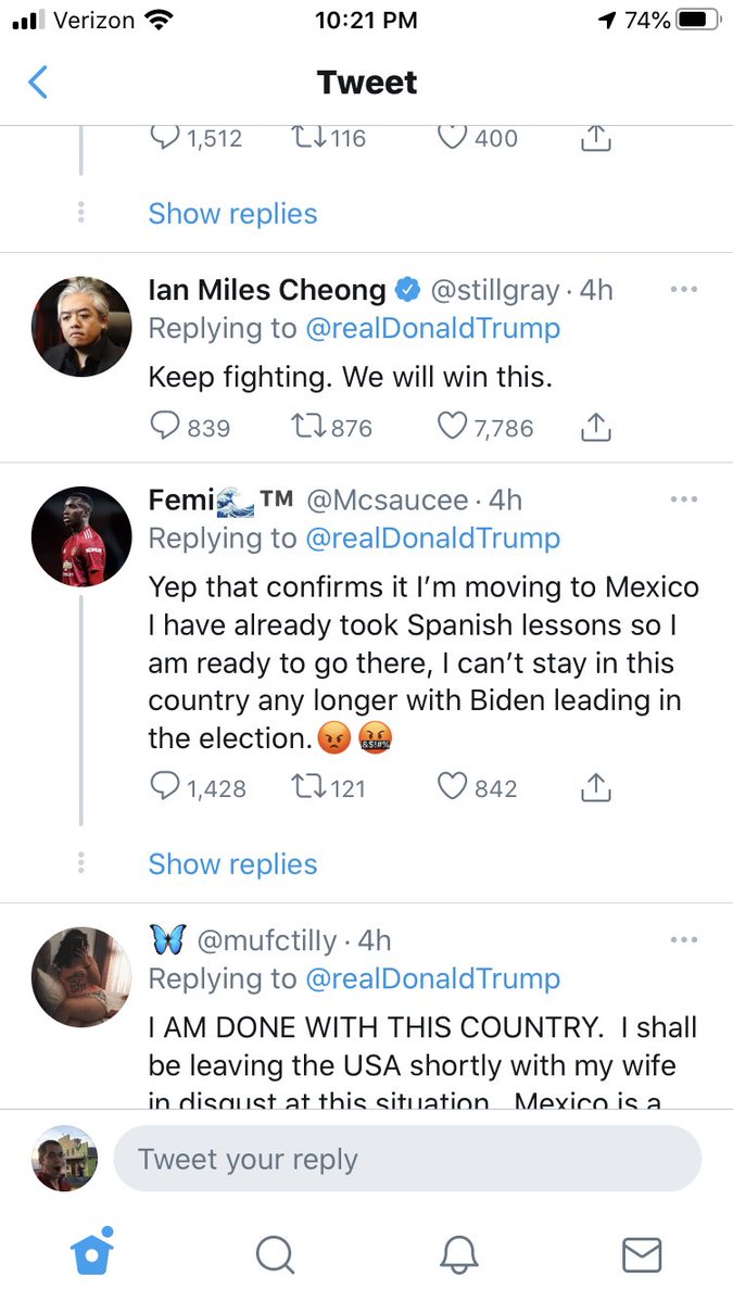 wildebeest4160's tweet photo. @TwitterSupport there are not accounts on trumps page that keep claiming the election is rigged. https://t.co/8dEhc2B1Yh
