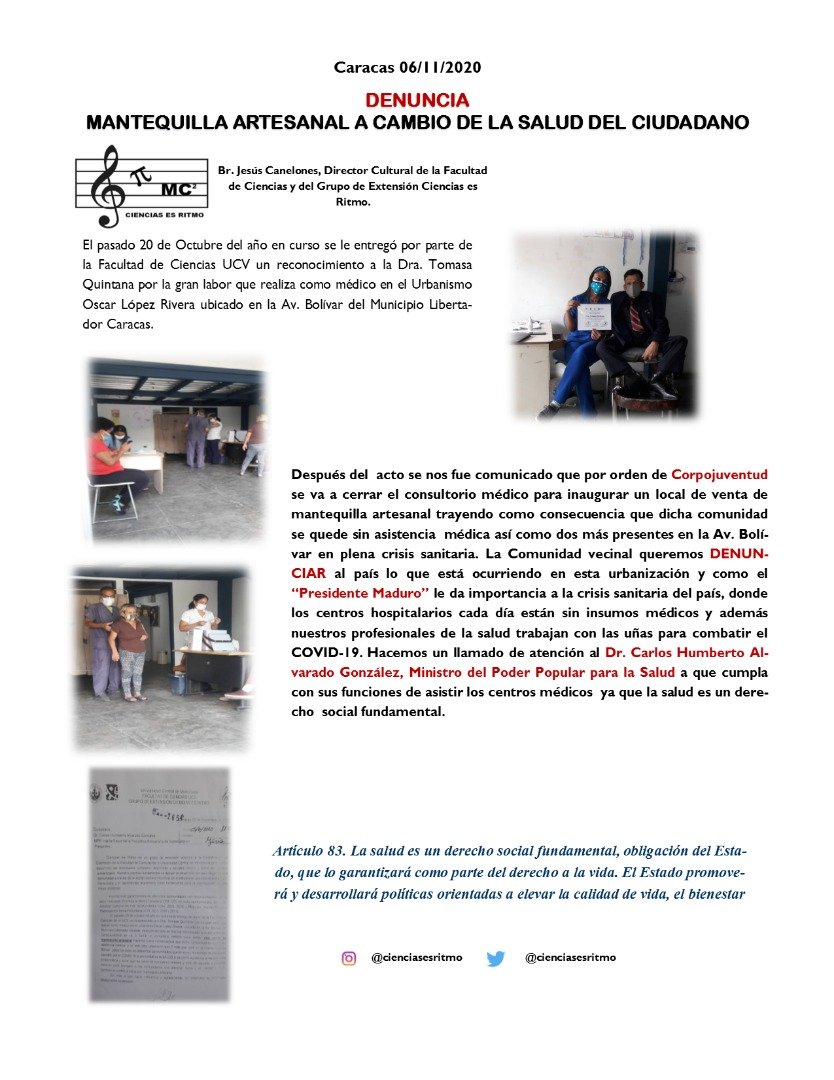 URGENTE
El gobierno cambia consultorio médico en plena pandemia para colocar en dicho local una venta de mantequilla artesanal.