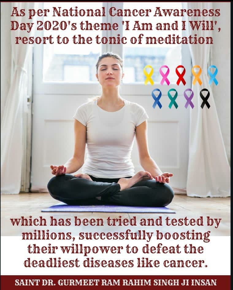 heenasingla15's tweet photo. #NationalCancerAwarenessDay thousands of cancer patients at @derasachasauda have defeated advanced cancer by continuous meditation taught by saint dr.  @Gurmeetramrahim ji insan https://t.co/Qj5HI0hdup