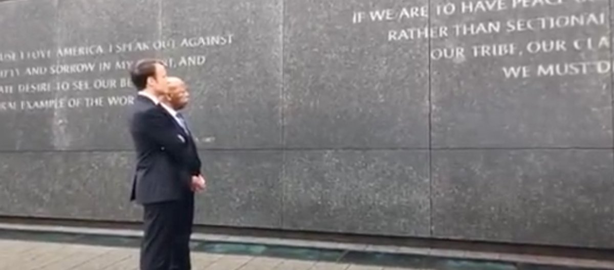 This has been an epic moment upon which so few have commented. First, check Président de la République Macron (FR) with Rep. John Lewis. (Hero)They're at the MLK Memorial.