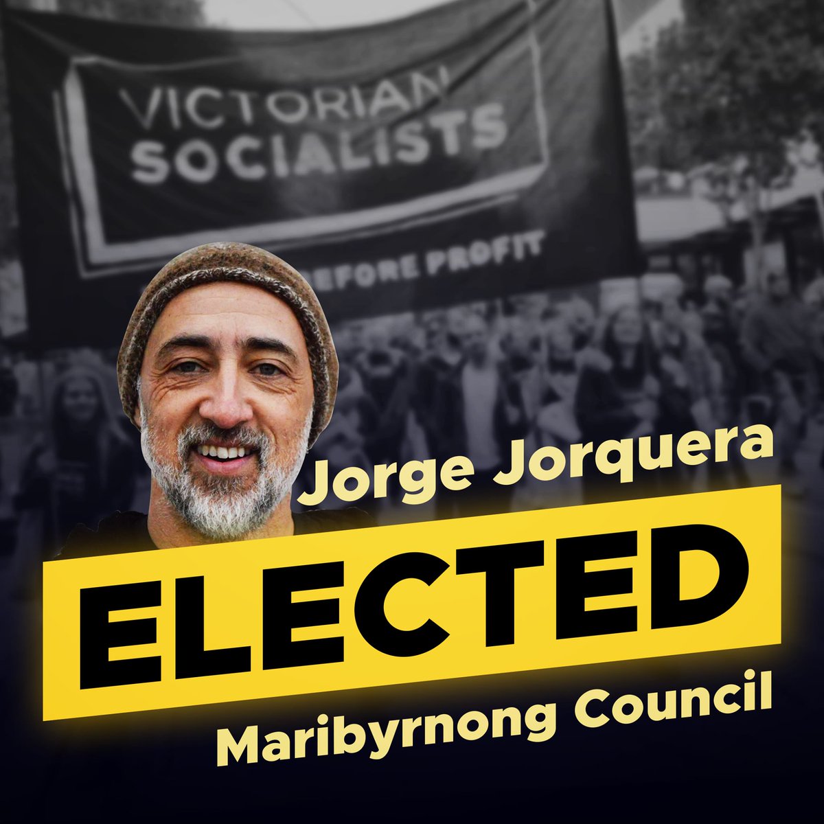 vic_socialists's tweet photo. It's official, Jorge Jorquera has won the recount and been declared an elected Maribyrnong Councillor. We have a VS councillor!!!!!
 
What an emotional rollercoaster it's been. This is such a great step forward for the Victorian Socialists and for the left in the western suburbs. https://t.co/UGYFMItxdA