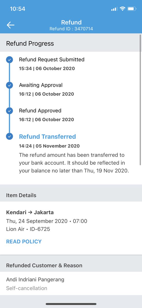 rezfirm's tweet photo. @traveloka saya ngajuin refund karena di cancel sama airline nya, harusnya dapat full refund, tapi kenapa pas di refund statusnya ganti jadi self cancellation dan hanya dpt 10% dari nilai tiket wow, Kok bisa gitu yaa? Gimana nih? https://t.co/9Ws6xsVXoy