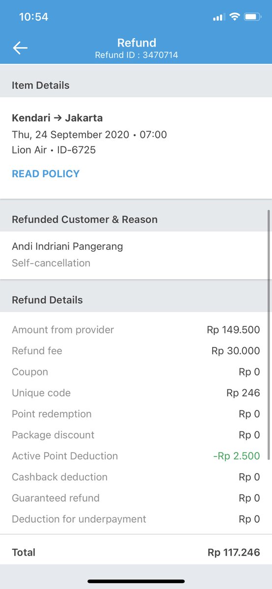rezfirm's tweet photo. @traveloka saya ngajuin refund karena di cancel sama airline nya, harusnya dapat full refund, tapi kenapa pas di refund statusnya ganti jadi self cancellation dan hanya dpt 10% dari nilai tiket wow, Kok bisa gitu yaa? Gimana nih? https://t.co/9Ws6xsVXoy
