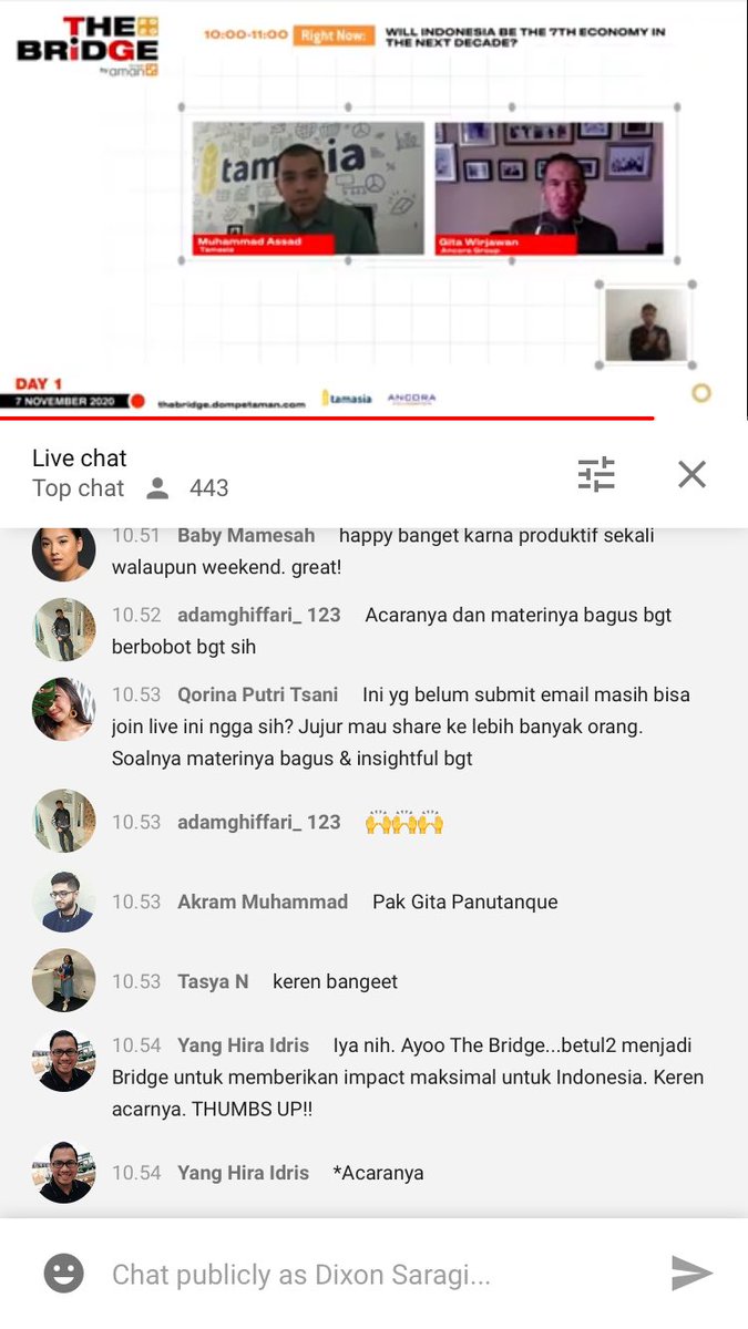 Acara keren lagi, msh LIVE neh, sebelum jam 1 nanti, Gratis juga, langsung ke TKP: thebridge.dompetaman.com