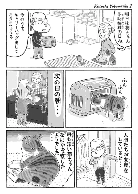 2ページ猫漫画「今年の予防接種」 #猫の菊ちゃん 