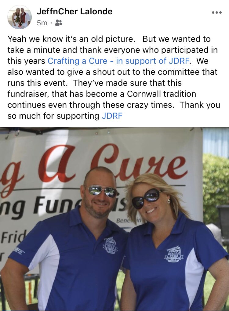 One last shout-out tonight: <a href="/jeffncherie/">JeffnCher Lalonde</a> .

Without these two, Crafting a Cure for @JDRF_Canada would not exist. They set the standard for this amazing event.