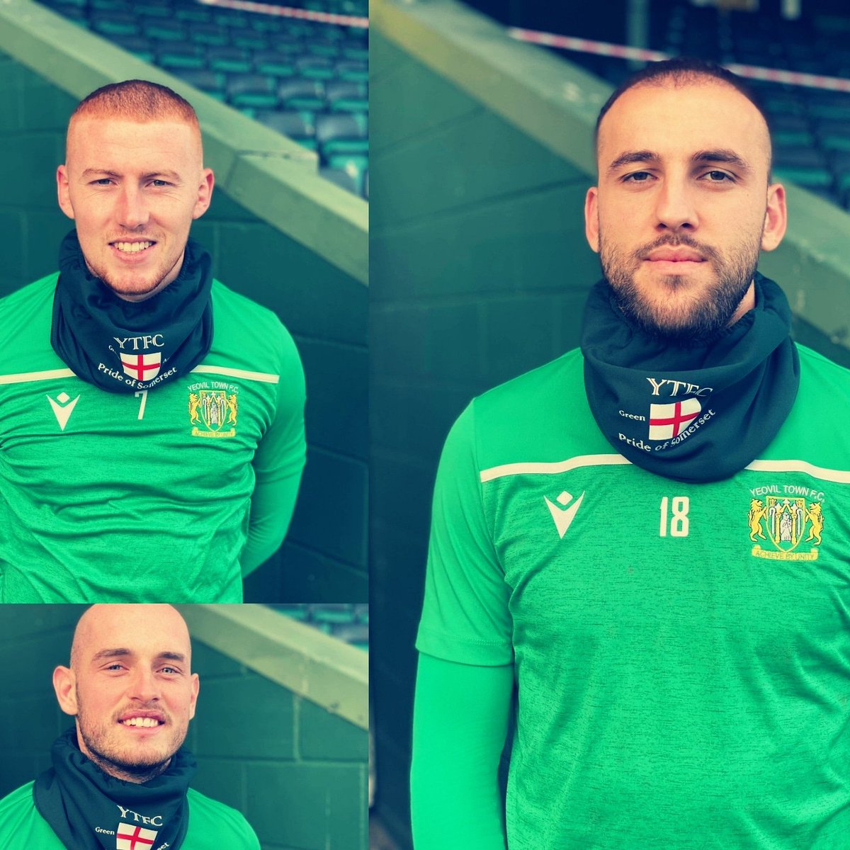 GBrandtex's tweet photo. Yeovil Town's Matt Worthington, Albi Skendi and Josh Staunton proudly wearing their GMM Brandtex YTFC, Pride of Somerset snoods today.

Just £9.99 plus P&amp;P, to get yours email.

ytfccasuals@gmail.com 

#yeoviltown #yeovil #ytfc https://t.co/T3WqqYlidi