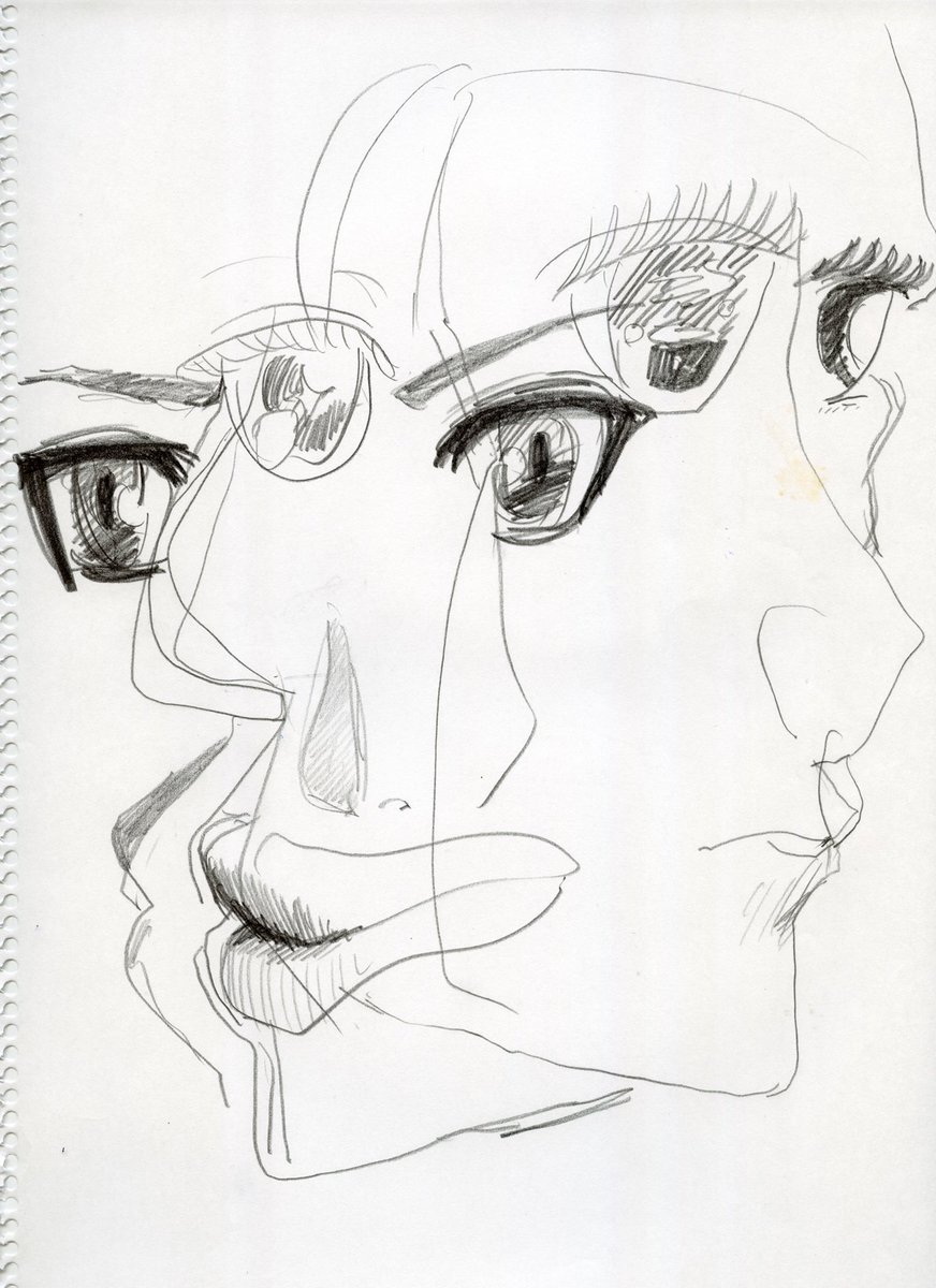 何年か前のスケッチ。
顔をどう描けるかの思考だったか、 