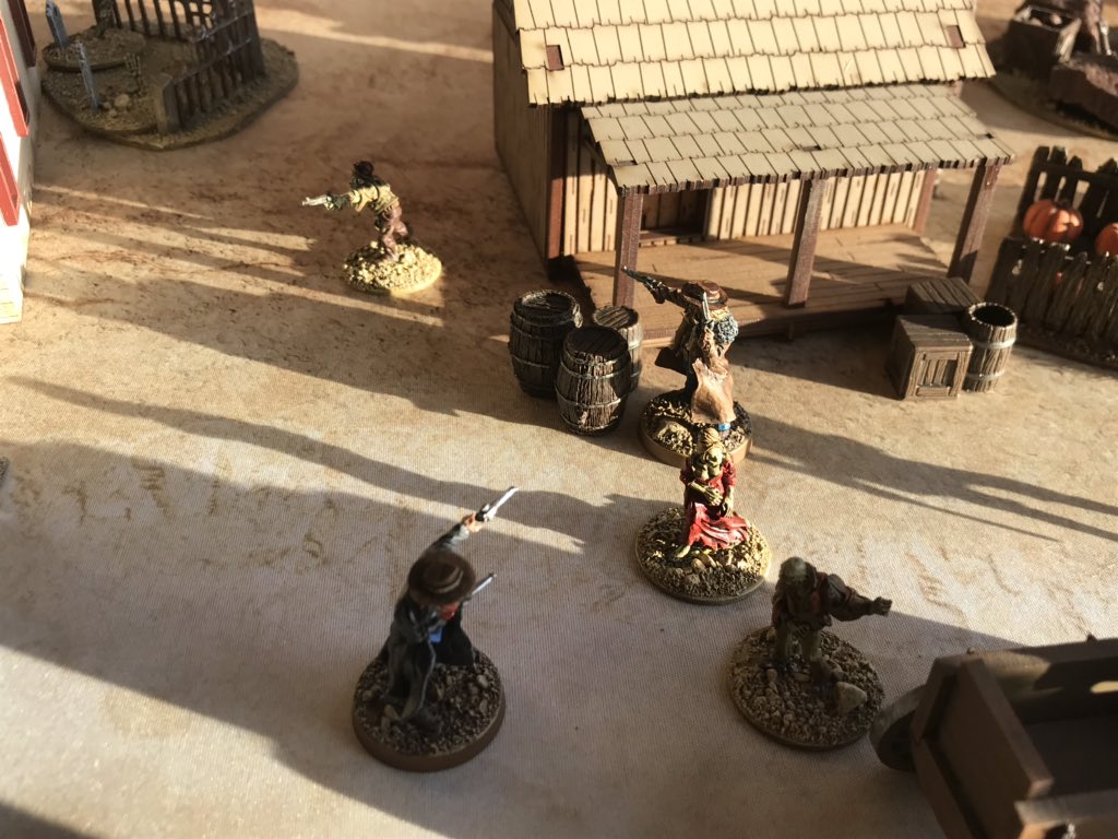 LordofTeeth's tweet photo. #NightoftheLivingDeadMansHand This was our 6th annual Halloween themed game. The undead were restless in Whisky Springs and while @TwinCitiesGamer Desperados put more of the accursed back in the grave, the shadows got long in town and the dead laughed last. @GEGHQ https://t.co/9jOzyn3pAC