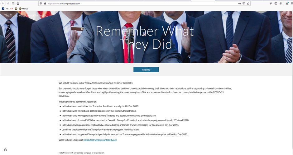 Oh, and they have this site up, where they still mention the judiciary, and call their enemies list a "registry." 