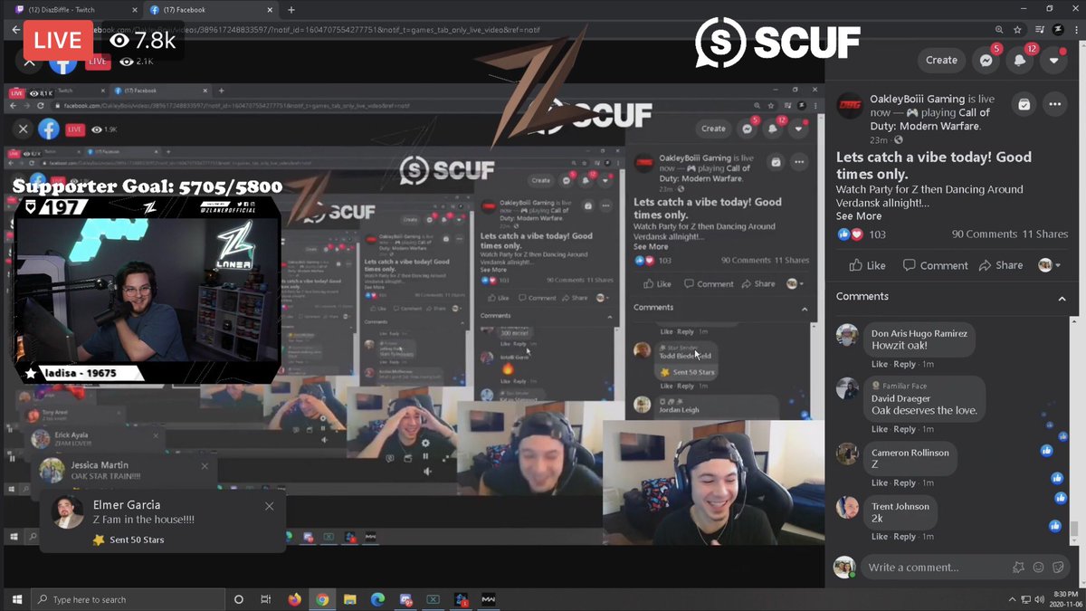 SweaterFox's tweet photo. Congrats to @ZLanerOFFICIAL on ANOTHER 💥BANGER🎵of a win with @aydan!!! 🍾🎉

Here's a wholesome stream moment: Z looking back through time as @OakleyBoiii reacts to all the love from the ZFam 🖤
Nothin' but love and good vibes for the homies from #Zlaner ✌️ https://t.co/Za0OOr7F6n