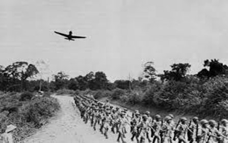 (13/n)An aerial reconnaissance on the morning of November 6 revealed a heavy concentration of the enemy Raiders between  #Shalateng and Zainakut villages. A fleet of lorries, which had brought the Raiders,was seen parked near the road. The enemy were preparing to attack  #Srinagar