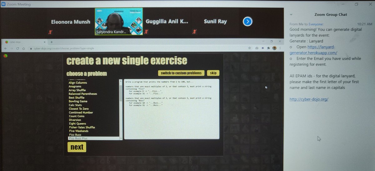 EPAM_India's tweet image. Over 100 participants have joined us for the Global Day of Coderetreat!! The day long fun has just begun...

#EPAMGDCR #GDCR2020 #LearningWithEPAM