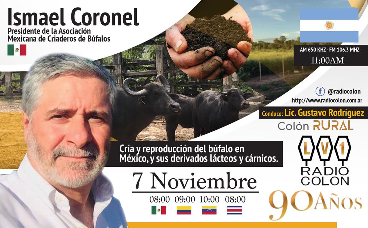 amexbu's tweet photo. RADIO COLON DE ARGENTINA 🇦🇷 ENTREVISTA AL PRESIDENTE DE LA ASOCIACIÓN MEXICANA DE CRIADORES DE BÚFALOS.  
@amexbu 
📻https://t.co/FcAKrWq2y4 https://t.co/ZEFCJREMkU