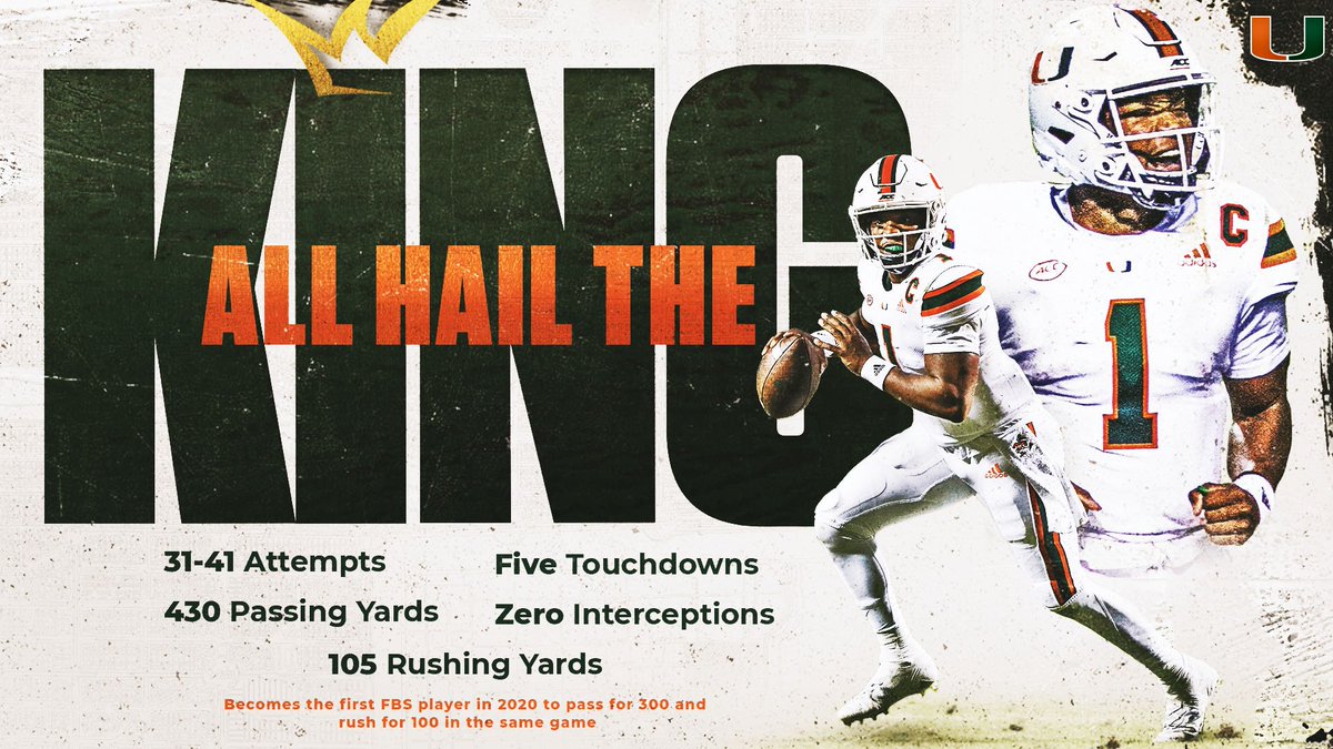 CanesFootball's tweet photo. He really is the 👑 https://t.co/5QtS3yq8dt