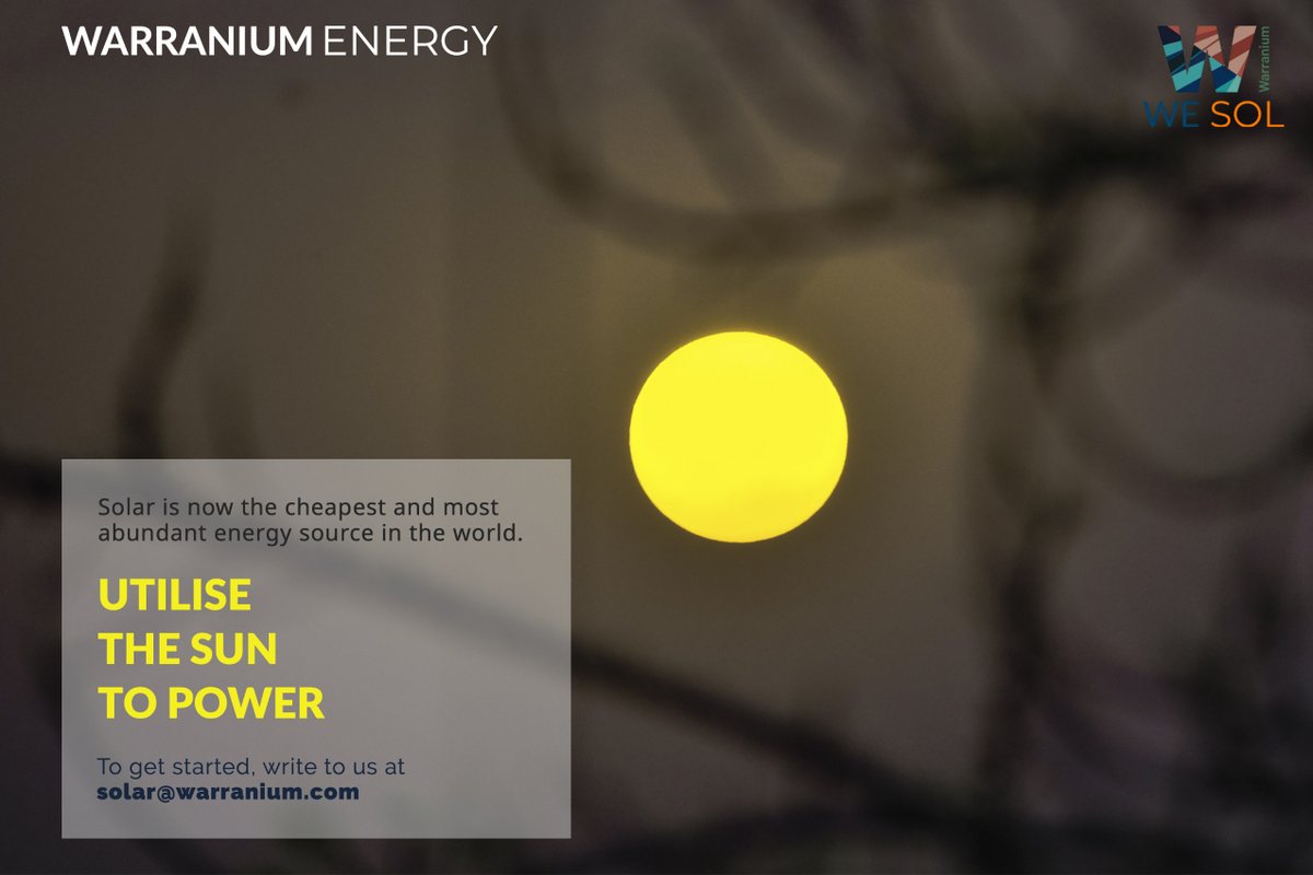 WarraniumEnergy's tweet photo. Solar is Now the Cheapest and Most Abundant Energy Source in the World.
Write to us at solar@warranium.com
#WarraniumEnergy #Warranium #WECareForNEXT #SolarEnergy #WarraniumSolar #GoGreen #RenewableEnergy #SolarPower #WESol #GreenPlanet #India #SolarEnergyCompany #UtiliseTheSun https://t.co/LuUMwaJcfm