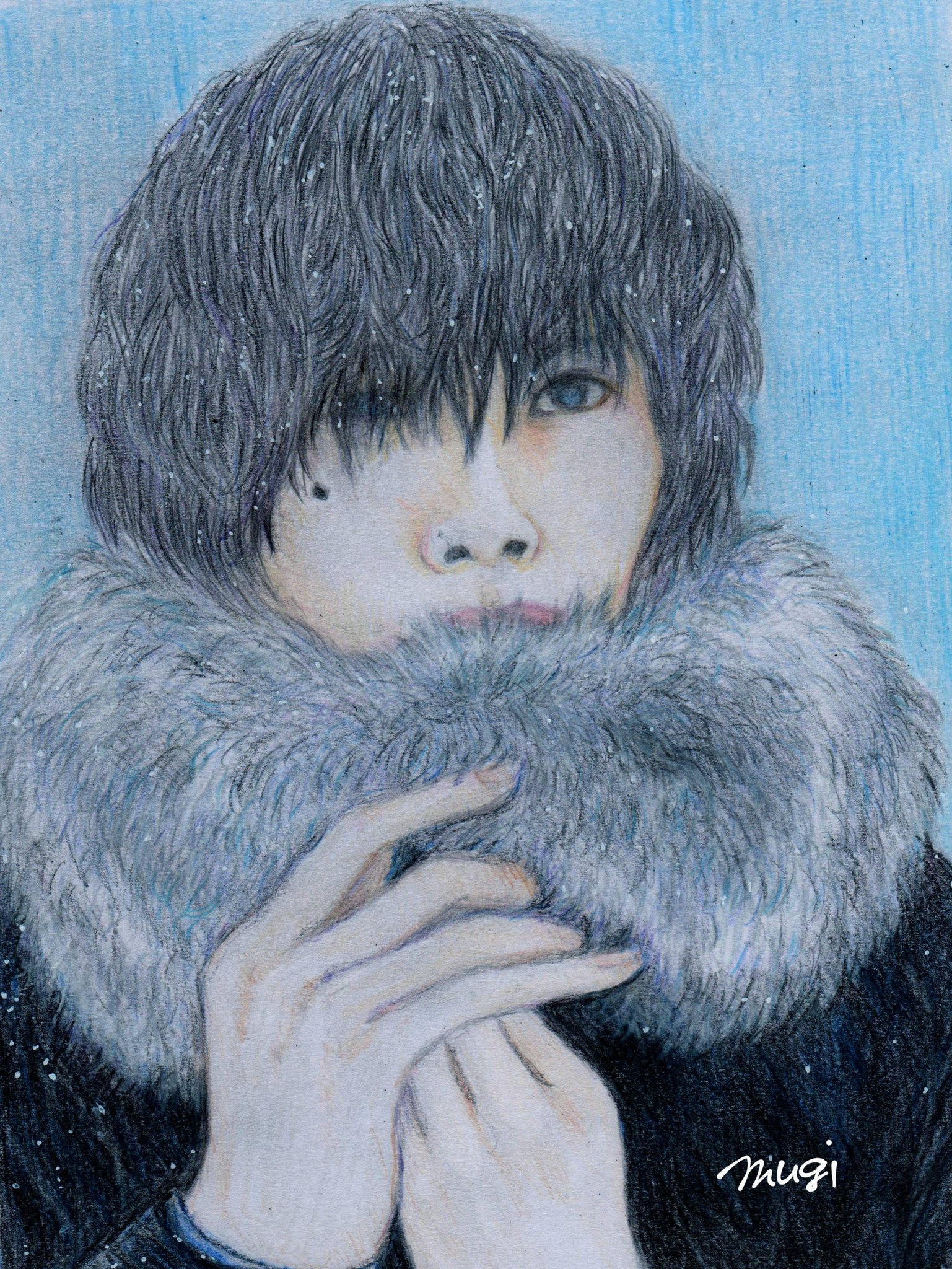 Mugimugi むぎ على تويتر 寒くなると 描きたくなるんだよねぇ 男の人なのに まるで雪の妖精のよう 雪の妖精 米津玄師 色鉛筆画 イラスト T Co Vcoutirq2k تويتر