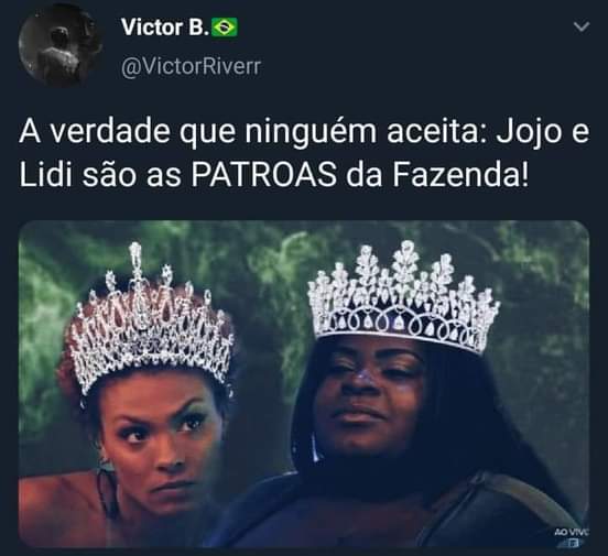 ComentandoVips's tweet photo. Fato Ou Fake ?

#teamjojo
#teamlidi
#AFazenda12 
#AsPatroasDaFazenda !! https://t.co/MqayUxBPxK