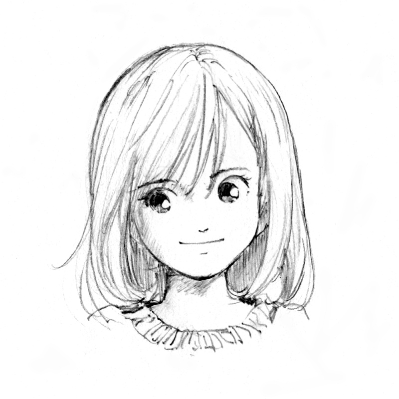 写真からマンガ絵への中間あたりが僕の好きな画風ですね 
それも、鉛筆の方がいい 