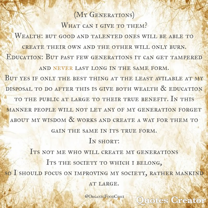 OrganicFoodCom1's tweet photo. 🙏🙏 please do read once.

Topic : MY GENERATIONS

#organicthoughts
#organic 
#SaturdayMotivation #SaturdayMorning #SaturdayVibes #SaturdayThoughts https://t.co/e38UMKYuso