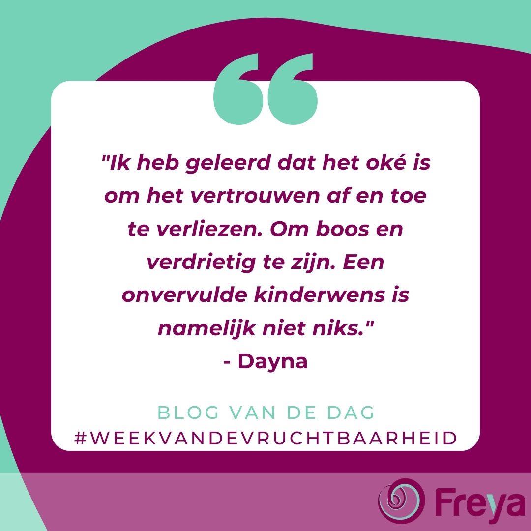 Freya_NL's tweet photo. Een vruchtbaarheidstraject is pittig. Vertrouwen houden is niet vanzelfsprekend. En dat is oké! De gevoelens die je hebt horen er gewoon bij. Wees niet niet te streng voor jezelf 💜.
Dayna deelt haar inzichten:
https://t.co/HiYWS2uB6S
#WeekvandeVruchtbaarheid https://t.co/71lZEj3h0I